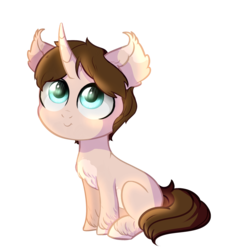 Size: 1507x1676 | Tagged: safe, artist:rizzych, oc, oc only, oc:omkol, pony, unicorn, chest fluff, ear fluff, looking up, simple background, sitting, smiling, solo, transparent background