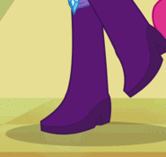 Size: 185x175 | Tagged: safe, screencap, pinkie pie, rarity, equestria girls, g4, my little pony equestria girls, animated, boots, boots shot, female, gif, helping twilight win the crown, high heel boots, jewelry, legs, loop, pictures of legs, raised leg, stomping