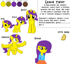 Size: 7152x6424 | Tagged: safe, artist:goatcanon, oc, oc only, oc:lemontwist, pony, unicorn, equestria girls, g4, absurd resolution, female, filly, foal, reference sheet