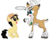 Size: 1016x786 | Tagged: safe, artist:eagc7, oc, oc only, oc:curly fries, oc:tyandaga, deer, pony, unicorn, awestruck, big eyes, confused, hat, male, non-pony oc, puppy dog eyes, shock, shocked, simple background, stallion, transparent background