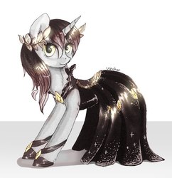 Size: 628x649 | Tagged: safe, artist:vincher, oc, oc only, pony, unicorn, clothes, dress, female, mare, solo