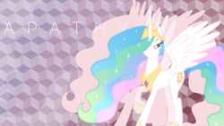 Size: 1920x1080 | Tagged: safe, artist:pwnagespartan, princess celestia, alicorn, pony, g4, female, like a boss, mare, raised hoof, smirk, solo, spread wings, vector, wallpaper