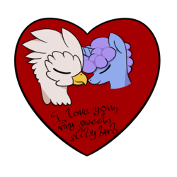Size: 3000x3000 | Tagged: safe, artist:magmatic, oc, oc only, oc:gypsy, oc:magmatic, griffon, pony, unicorn, gay, hearts and hooves day, high res, male, shipping, simple background, transparent background
