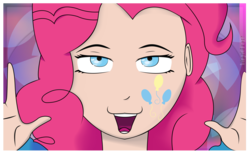Size: 6826x4234 | Tagged: safe, artist:vinylghost, pinkie pie, equestria girls, g4, absurd resolution, alternative cutie mark placement, facial cutie mark, female, human coloration, lidded eyes, solo