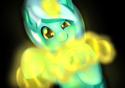 Size: 1000x700 | Tagged: safe, artist:chrisgotjar, lyra heartstrings, pony, unicorn, g4, black background, female, hand, magic, magic hands, simple background, solo