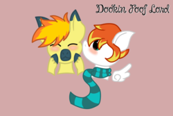 Size: 3000x2000 | Tagged: source needed, useless source url, safe, artist:dookin, oc, oc only, oc:dookin foof lord, oc:yaktan, blushing, clothes, cute, gay, high res, kissing, love, male, scarf, shipping