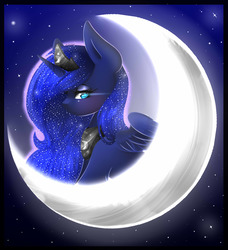 Size: 2300x2527 | Tagged: safe, artist:bambudess, princess luna, alicorn, pony, g4, female, high res, moon, solo, stars, tangible heavenly object