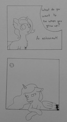 Size: 1232x2230 | Tagged: safe, princess luna, alicorn, pony, g4, bittersweet, comic, dialogue, offscreen character, traditional art, younger