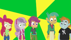 Size: 1280x720 | Tagged: safe, artist:happyb0y95, apple bloom, aria blaze, scootaloo, snails, snips, sweetie belle, equestria girls, g4, my little pony equestria girls: rainbow rocks, animated, battle of the bands, clothes, dialogue, female, gif, male, scene interpretation