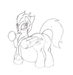 Size: 977x1011 | Tagged: safe, artist:rusticpony, fleetfoot, pegasus, pony, g4, belly, big belly, brushing teeth, butt, female, hyper, hyper pregnancy, looking back, plot, pregnant, solo