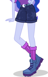 Size: 3143x5073 | Tagged: dead source, safe, artist:teentitansfan201, edit, vector edit, princess luna, vice principal luna, equestria girls, g4, my little pony equestria girls: legend of everfree, boots, camp everfree outfits, clothes, cropped, female, high res, leg focus, legs, pictures of legs, raised leg, shorts, simple background, socks, solo, transparent background, vector