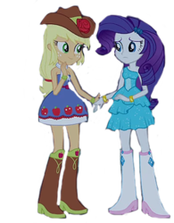 Size: 245x314 | Tagged: safe, artist:ktd1993, applejack, rarity, equestria girls, g4, my little pony equestria girls, boots, bracelet, cowboy boots, cropped, fall formal outfits, female, high heel boots, jewelry, lesbian, ship:rarijack, shipping, simple background, sparkles, transparent background