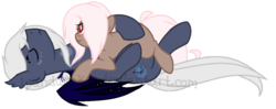 Size: 1023x407 | Tagged: safe, artist:ipandacakes, oc, oc only, oc:chronos, oc:coco blossom, bat pony, earth pony, pony, female, male, mare, offspring, on back, parent:doctor whooves, parent:fluttershy, parent:princess luna, parent:unnamed oc, parents:canon x oc, parents:doctorshy, parents:guardluna, pony pillow, simple background, sleeping, stallion, transparent background