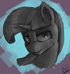 Size: 1247x1310 | Tagged: safe, artist:post-it, twilight sparkle, g4, female, monochrome, solo