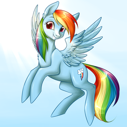 Size: 3000x3000 | Tagged: safe, artist:solweig, rainbow dash, g4, female, flying, high res, looking at you, smiling, solo, spread wings