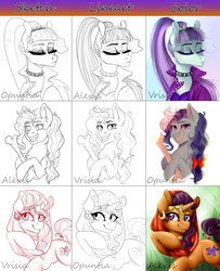 Size: 1024x1263 | Tagged: safe, artist:0puntia, artist:alexispaint, artist:vrisiak, coloratura, saffron masala, oc, g4, collaboration, countess coloratura