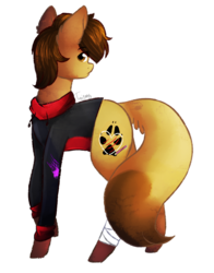 Size: 707x903 | Tagged: safe, artist:twinkepaint, oc, oc only, oc:shelly fox, earth pony, fox, fox pony, hybrid, original species, pony, augmented tail, clothes, female, mare, simple background, solo, transparent background