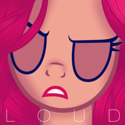 Size: 1280x1280 | Tagged: safe, alternate version, artist:aldobronyjdc, pony, album, album cover, cover, eyes closed, eyeshadow, female, frown, gritted teeth, lipstick, loud, makeup, mare, parody, ponified, ponified album cover, rihanna, solo