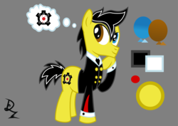 Size: 3288x2333 | Tagged: safe, artist:drzedworth, oc, oc only, pony, heterochromia, high res, reference sheet, simple background, solo, thought bubble