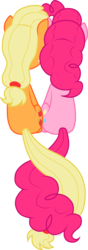 Size: 707x2000 | Tagged: safe, artist:storfulsten, applejack, pinkie pie, g4, female, lesbian, ship:applepie, shipping, simple background, tail wrap, transparent background