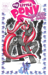 Size: 1200x1858 | Tagged: safe, artist:amy mebberson, idw, moondancer, princess luna, alicorn, pony, unicorn, g4, comic cover, commission, cover, female, mare, nightmare moondancer, nightmarified, s1 luna, traditional art