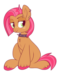 Size: 550x649 | Tagged: safe, artist:lulubell, babs seed, earth pony, pony, g4, collar, female, piercing, simple background, solo, spiked collar, transparent background