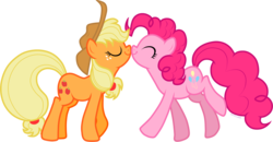 Size: 1930x1000 | Tagged: safe, artist:storfulsten, applejack, pinkie pie, g4, boop, eyes closed, female, lesbian, noseboop, nuzzling, ship:applepie, shipping, simple background, transparent background