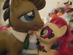 Size: 4608x3456 | Tagged: safe, artist:ptitemouette, doctor whooves, roseluck, time turner, earth pony, pony, g4, doctor who, high res, irl, kissing, male, photo, ship:doctorrose, shipping, stallion, straight, toy