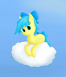 Size: 1438x1670 | Tagged: safe, artist:deerdraw, oc, oc only, oc:annapone, pegasus, pony, bow, cloud, female, solo