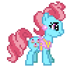Size: 106x96 | Tagged: safe, artist:botchan-mlp, cup cake, earth pony, pony, g4, animated, blinking, cute, cute cake, female, gif, mare, pixel art, raised hoof, simple background, solo, transparent background