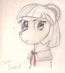 Size: 1491x1669 | Tagged: safe, artist:silversthreads, coco pommel, earth pony, pony, g4, crying, daily sketch, female, sketch, solo, traditional art