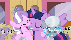 Size: 1920x1080 | Tagged: safe, screencap, cotton cloudy, diamond tiara, dinky hooves, liza doolots, noi, petunia, piña colada, silver spoon, tootsie flute, twilight sparkle, alicorn, pony, g4, twilight time, adorabullies, cute, diamondbetes, out of context, silverbetes, twilight sparkle (alicorn)