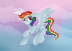 Size: 3500x2500 | Tagged: safe, artist:appleychu, rainbow dash, pegasus, pony, g4, female, flying, grin, high res, smiling, solo