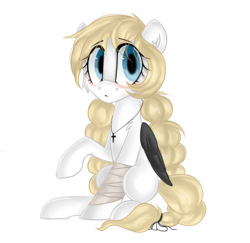 Size: 2136x2072 | Tagged: safe, artist:appleychu, oc, oc only, pegasus, pony, cross, female, high res, mare, simple background, sitting, solo, transparent background