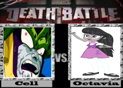 Size: 900x643 | Tagged: source needed, safe, octavia melody, equestria girls, g4, cell (dragon ball), cell just wouldn't stop messing with octavia, death battle, derp face, dragon ball, dragon ball z, exploitable meme, meme, perfect cell