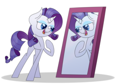 Size: 2743x1828 | Tagged: safe, artist:supercoco142, rarity, pony, unicorn, g4, female, mirror, open mouth, raised hoof, reflection, simple background, solo, transparent background, vanity