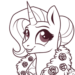 Size: 900x900 | Tagged: safe, artist:28gooddays, trixie, pony, unicorn, g4, alternate hairstyle, female, hair bun, mare, monochrome, simple background, smiling, solo, white background, wreath