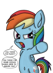 Size: 5100x7020 | Tagged: safe, artist:saburodaimando, rainbow dash, pony, g4, absurd resolution, belly button, bipedal, dialogue, female, goodfellas, joe pesci, pointing, simple background, solo, transparent background