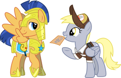 Size: 857x557 | Tagged: safe, artist:cloudy glow, artist:faithfulandstrong, edit, derpy hooves, flash sentry, pegasus, pony, g4, best friends, derpsentry, female, male, mare, shipping, straight