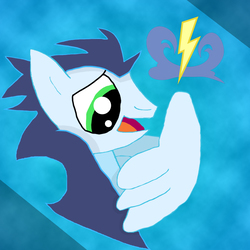 Size: 1234x1234 | Tagged: safe, artist:tacomytaco, soarin', pegasus, pony, g4, male, solo, thumbs up, wing hands, wings