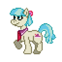 Size: 2048x2048 | Tagged: safe, artist:letterbomb, derpibooru exclusive, coco pommel, earth pony, pony, g4, cute, female, high res, pixel art, raised hoof, retro, smiling, solo