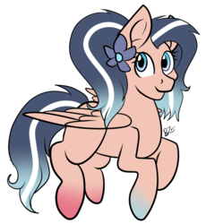 Size: 1024x1112 | Tagged: safe, artist:beashay, oc, oc only, oc:linai, pegasus, pony, cute, female, flower, flower in hair, mare, simple background, solo, transparent background