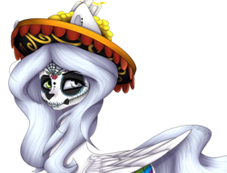 Size: 4200x3200 | Tagged: safe, artist:yeadatchantilly, oc, oc only, pegasus, pony, candle, dia de los muertos, female, high res, mare, simple background, solo, sombrero, transparent background