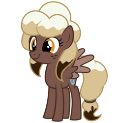 Size: 7000x7000 | Tagged: safe, artist:besttubahorse, oc, oc only, oc:sweet mocha, pegasus, pony, absurd resolution, alternate hairstyle, cutie mark, female, freckles, simple background, smiling, solo, teenager, transparent background, vector, younger