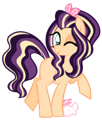 Size: 1402x1663 | Tagged: safe, artist:sugahfox, oc, oc only, earth pony, pony, female, mare, one eye closed, raised hoof, simple background, solo, transparent background, wink