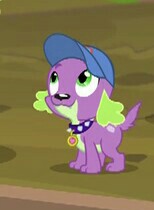 Size: 154x210 | Tagged: safe, screencap, spike, spike the regular dog, dog, equestria girls, g4, my little pony equestria girls: legend of everfree, looking up, male, smiling, solo