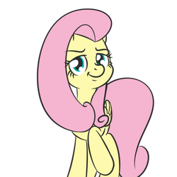 Size: 1000x1000 | Tagged: safe, artist:yakoshi, fluttershy, pony, g4, 30 minute art challenge, female, looking at you, raised hoof, simple background, smug, solo, white background