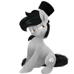 Size: 1000x1000 | Tagged: safe, artist:chibadeer, oc, oc only, earth pony, pony, hat, male, simple background, sitting, solo, stallion, top hat, transparent background