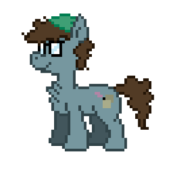 Size: 2048x2048 | Tagged: safe, artist:letterbomb, derpibooru exclusive, oc, oc only, oc:letterbomb, earth pony, pony, beanie, chest fluff, glasses, hat, high res, male, pixel art, retro, simple background, solo, stallion, transparent background