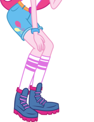 Size: 1320x1699 | Tagged: dead source, safe, artist:imperfectxiii, artist:teentitansfan201, edit, vector edit, pinkie pie, equestria girls, g4, my little pony equestria girls: legend of everfree, boots, bracelet, clothes, cropped, female, hands on knees, leg focus, legs, pictures of legs, shorts, simple background, socks, solo, transparent background, vector